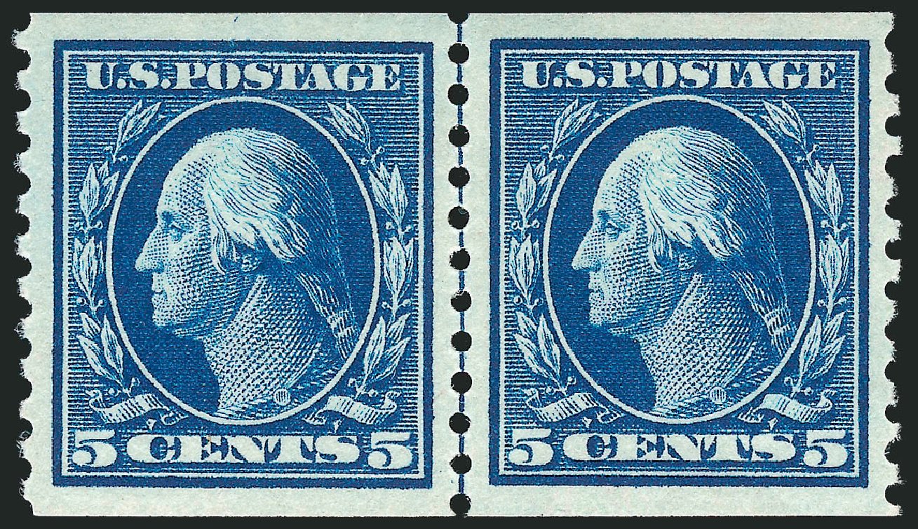Prices of US Stamps Scott Catalogue 447 - 5c 1914 Washington Coil Perf 10 Vertically. Robert Siegel Auction Galleries, Nov 2012, Sale 1034, Lot 419