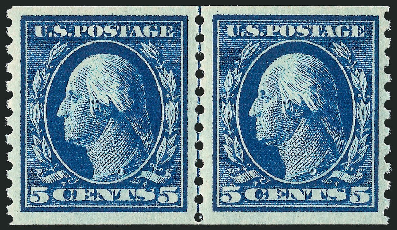 Cost of US Stamps Scott Cat. 447 - 5c 1914 Washington Coil Perf 10 Vertically. Robert Siegel Auction Galleries, Oct 2011, Sale 1013, Lot 424