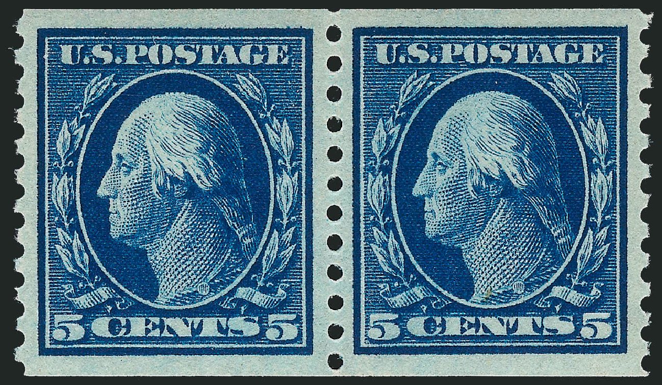 US Stamps Price Scott Cat. #447: 1914 5c Washington Coil Perf 10 Vertically. Robert Siegel Auction Galleries, Dec 2013, Sale 1062, Lot 635