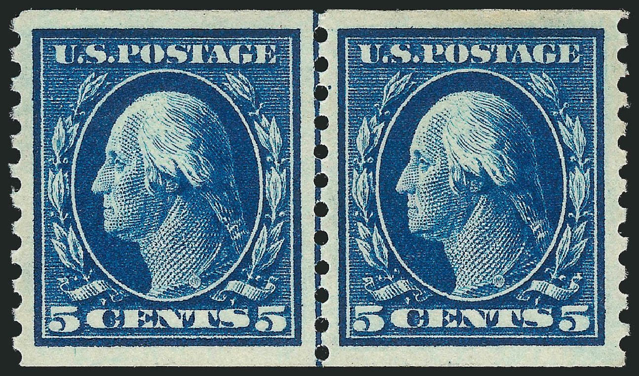 Costs of US Stamps Scott Cat. 447 - 1914 5c Washington Coil Perf 10 Vertically. Robert Siegel Auction Galleries, Mar 2012, Sale 1019, Lot 823