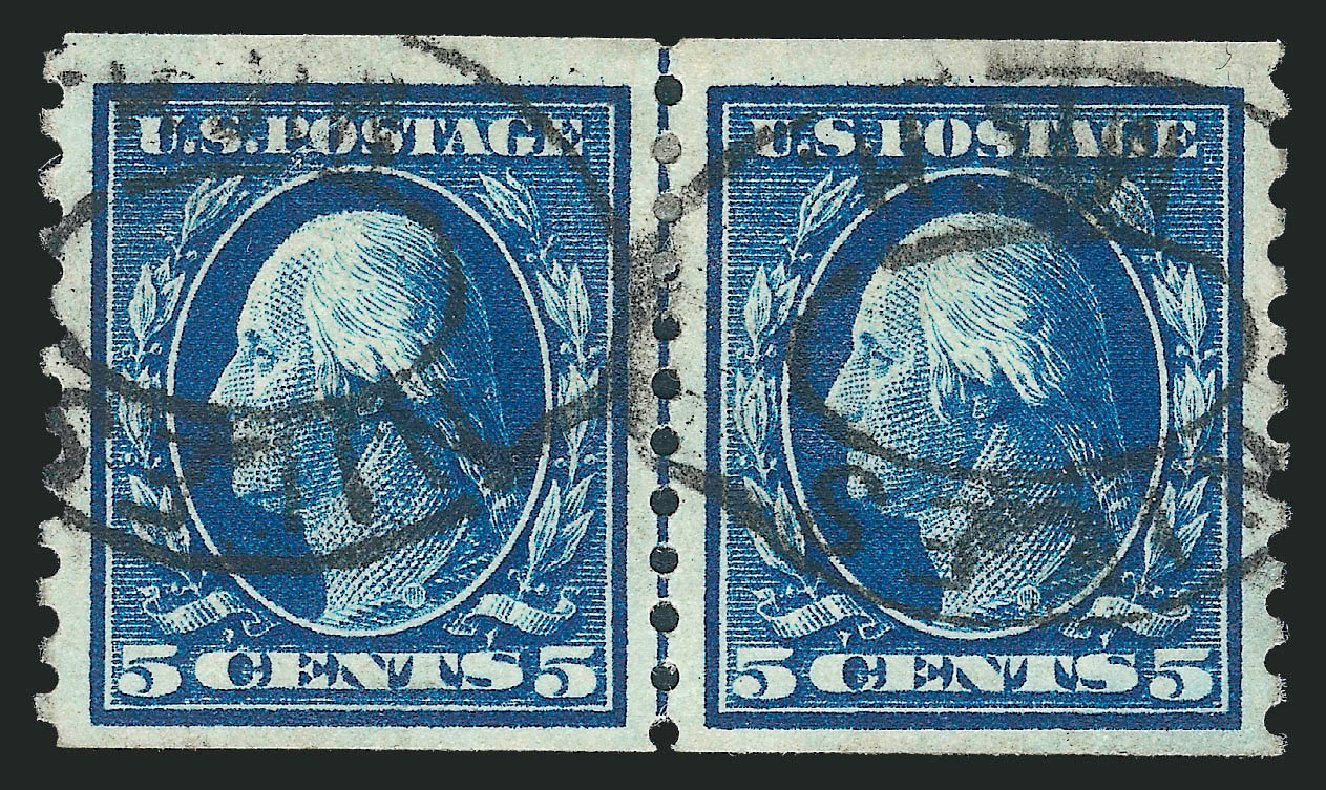 Prices of US Stamps Scott Catalogue #447 - 1914 5c Washington Coil Perf 10 Vertically. Robert Siegel Auction Galleries, Mar 2013, Sale 1040, Lot 1823