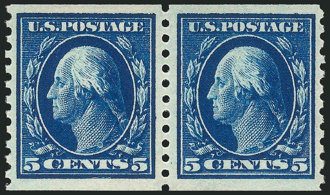 Prices of US Stamp Scott Cat. # 447: 5c 1914 Washington Coil Perf 10 Vertically. Robert Siegel Auction Galleries, Oct 2012, Sale 1033, Lot 4226