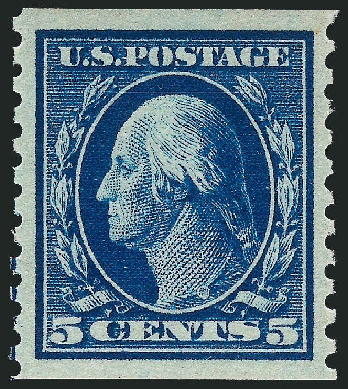 US Stamps Value Scott Cat. # 447 - 5c 1914 Washington Coil Perf 10 Vertically. Robert Siegel Auction Galleries, Dec 2013, Sale 1062, Lot 636