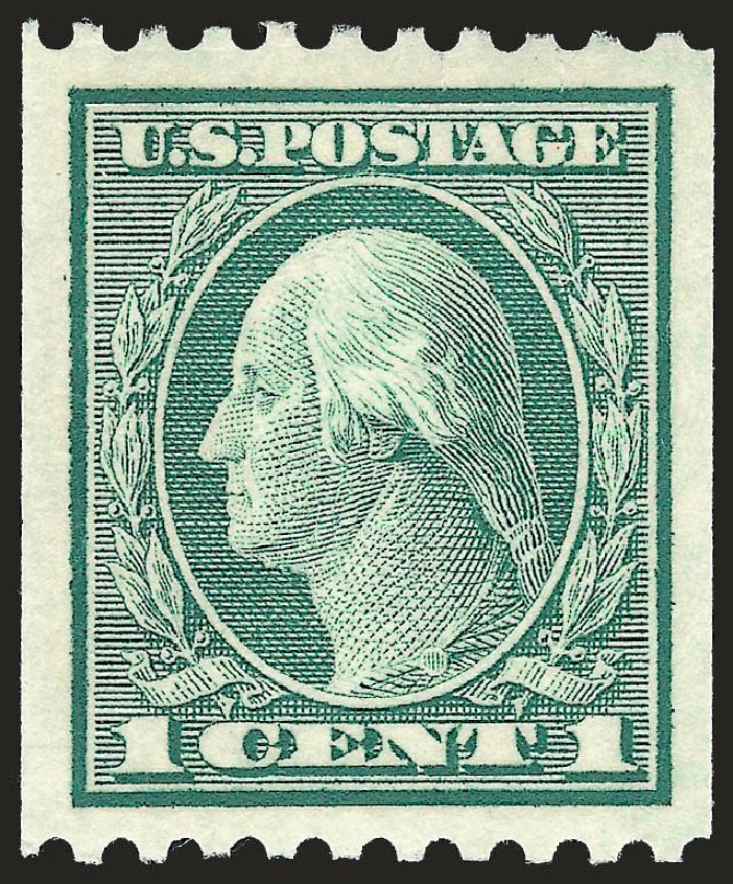 Value of US Stamps Scott Cat. 448: 1c 1915 Washington Coil Perf 10 Horizontally. Robert Siegel Auction Galleries, Dec 2008, Sale 967, Lot 4788