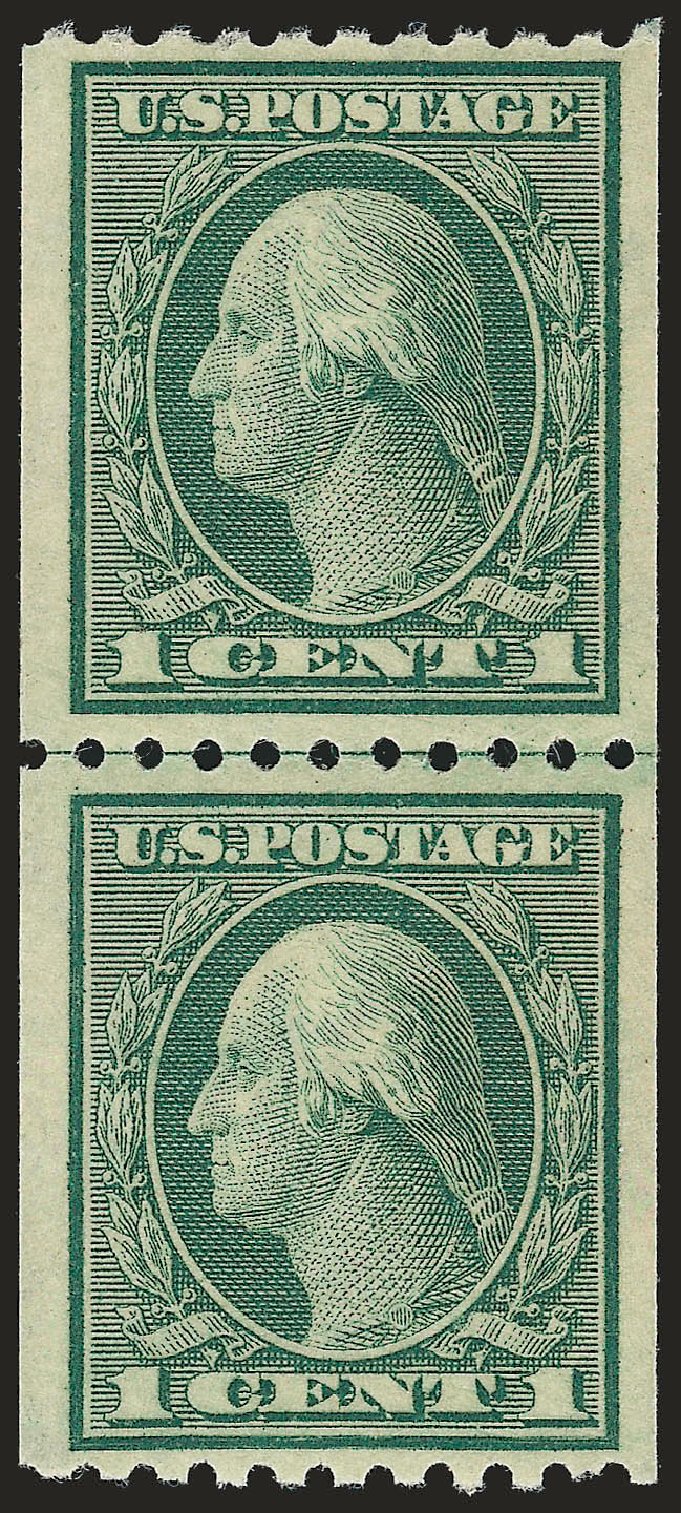 US Stamp Value Scott Catalogue # 448: 1915 1c Washington Coil Perf 10 Horizontally. Robert Siegel Auction Galleries, Sep 2009, Sale 968B, Lot 578