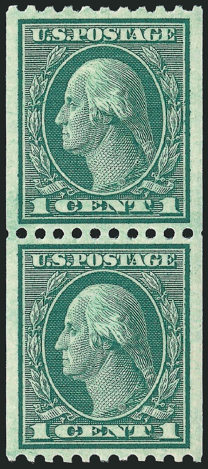 Price of US Stamp Scott Catalogue #448: 1915 1c Washington Coil Perf 10 Horizontally. Robert Siegel Auction Galleries, Sep 2009, Sale 968B, Lot 579