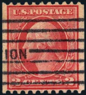 Price of US Stamps Scott #449 - 2c 1915 Washington Coil Perf 10 Horizontally. Harmer-Schau Auction Galleries, Jan 2014, Sale 100, Lot 588