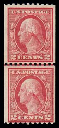 US Stamp Prices Scott Catalog 449 - 1915 2c Washington Coil Perf 10 Horizontally. Matthew Bennett International, Dec 2007, Sale 325, Lot 2089