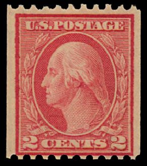 US Stamp Value Scott # 449: 2c 1915 Washington Coil Perf 10 Horizontally. Daniel Kelleher Auctions, Jan 2012, Sale 628, Lot 510