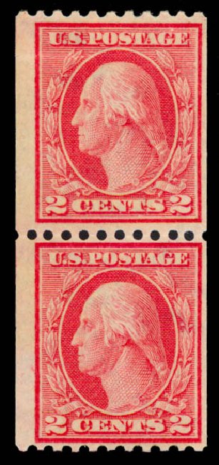 Costs of US Stamps Scott Catalog 449: 1915 2c Washington Coil Perf 10 Horizontally. Daniel Kelleher Auctions, Sep 2013, Sale 639, Lot 3570