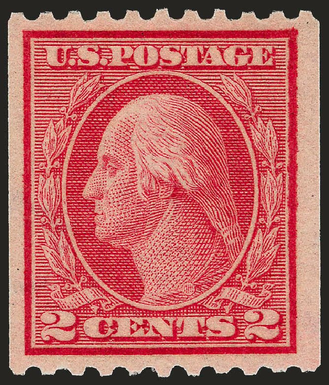 Values of US Stamps Scott Catalogue #449: 1915 2c Washington Coil Perf 10 Horizontally. Robert Siegel Auction Galleries, Dec 2008, Sale 967, Lot 4790