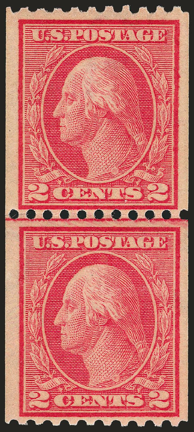 Prices of US Stamps Scott Cat. #449: 1915 2c Washington Coil Perf 10 Horizontally. Robert Siegel Auction Galleries, Sep 2009, Sale 968B, Lot 581