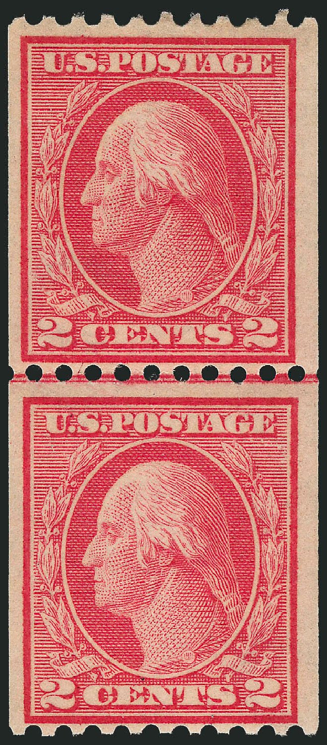 US Stamps Values Scott Catalog 449: 2c 1915 Washington Coil Perf 10 Horizontally. Robert Siegel Auction Galleries, Sep 2009, Sale 976, Lot 2031