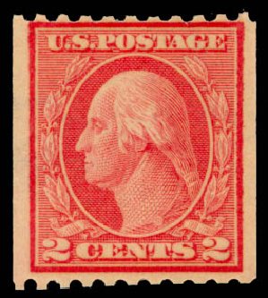 Value of US Stamp Scott Catalogue #449: 1915 2c Washington Coil Perf 10 Horizontally. Daniel Kelleher Auctions, Sep 2013, Sale 639, Lot 1164