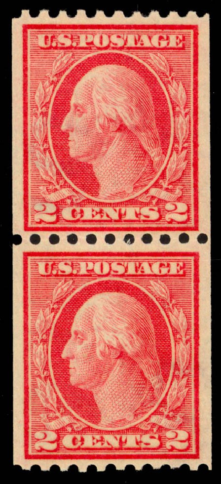 Costs of US Stamps Scott 449: 1915 2c Washington Coil Perf 10 Horizontally. Daniel Kelleher Auctions, Sep 2013, Sale 639, Lot 1165