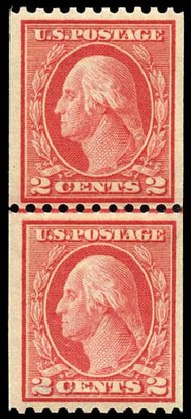 Prices of US Stamp Scott 449 - 2c 1915 Washington Coil Perf 10 Horizontally. Matthew Bennett International, Feb 2012, Sale 340, Lot 463