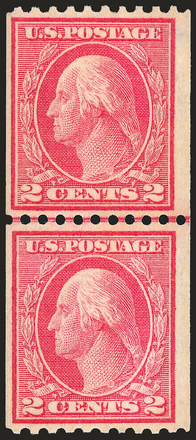 US Stamp Values Scott Cat. 449: 1915 2c Washington Coil Perf 10 Horizontally. Robert Siegel Auction Galleries, Apr 2010, Sale 984, Lot 893