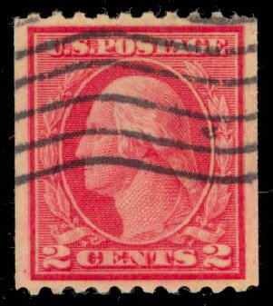 US Stamp Price Scott #449 - 1915 2c Washington Coil Perf 10 Horizontally. Daniel Kelleher Auctions, Sep 2013, Sale 639, Lot 1166