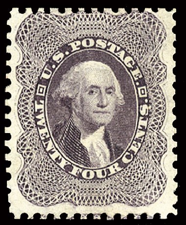 US Stamps Prices Scott Cat. # 45 - 24c 1875 Washington Reprint. Cherrystone Auctions, Feb 2011, Sale 201102, Lot 18