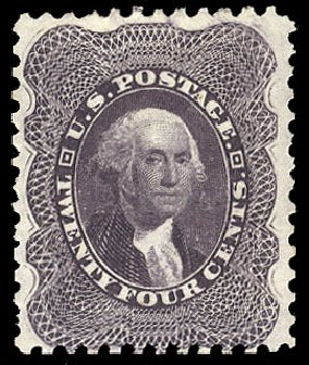 Value of US Stamps Scott Cat. # 45: 24c 1875 Washington Reprint. Cherrystone Auctions, Apr 2010, Sale 201004, Lot 99