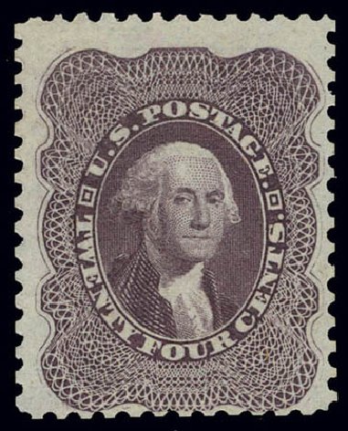 Costs of US Stamp Scott Cat. 45 - 1875 24c Washington Reprint. Daniel Kelleher Auctions, Feb 2013, Sale 634, Lot 49