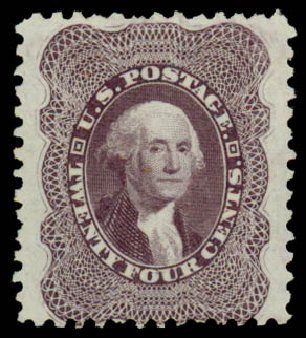 US Stamp Value Scott 45: 1875 24c Washington Reprint. Daniel Kelleher Auctions, Sep 2013, Sale 639, Lot 370