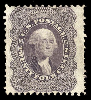 US Stamp Price Scott Cat. #45 - 1875 24c Washington Reprint. Cherrystone Auctions, Apr 2009, Sale 200904, Lot 11