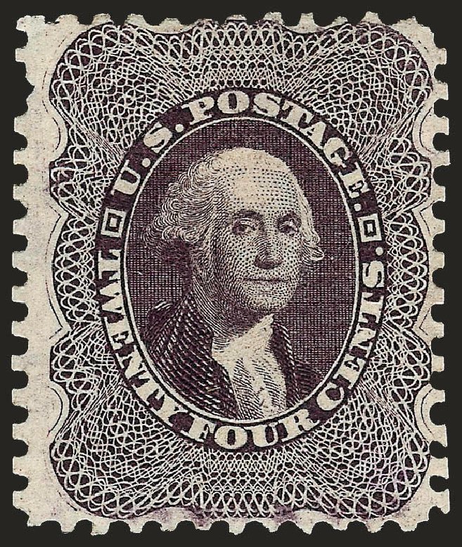 US Stamp Value Scott Catalog 45 - 1875 24c Washington Reprint. Robert Siegel Auction Galleries, Sep 2008, Sale 962, Lot 2312