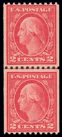 Prices of US Stamps Scott Cat. 450: 2c 1915 Washington Coil Perf 10 Horizontally. Daniel Kelleher Auctions, Feb 2013, Sale 634, Lot 279