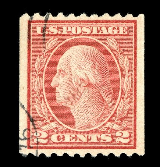 US Stamps Prices Scott Cat. 450: 1915 2c Washington Coil Perf 10 Horizontally. Spink Shreves Galleries, May 2014, Sale 148, Lot 310