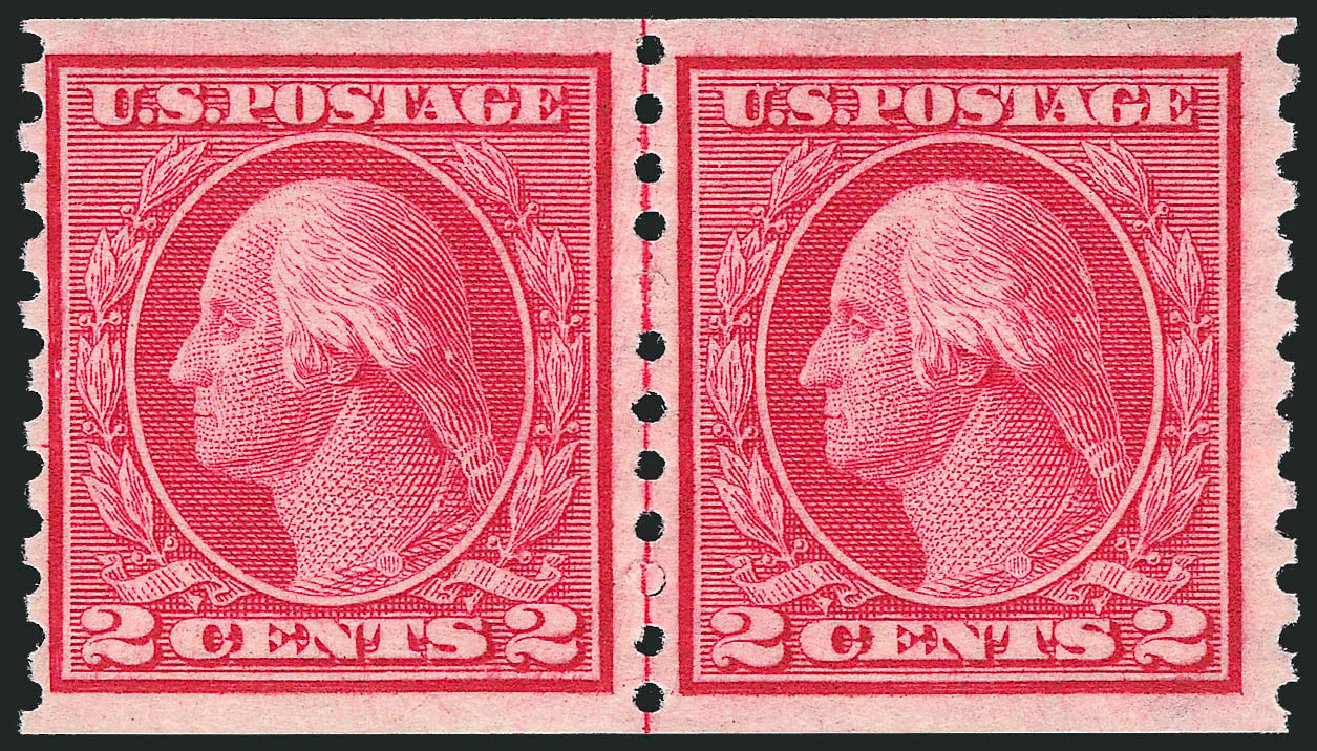 US Stamps Values Scott 453: 2c 1914 Washington Coil Perf 10 Vertically. Robert Siegel Auction Galleries, Oct 2011, Sale 1014, Lot 1937