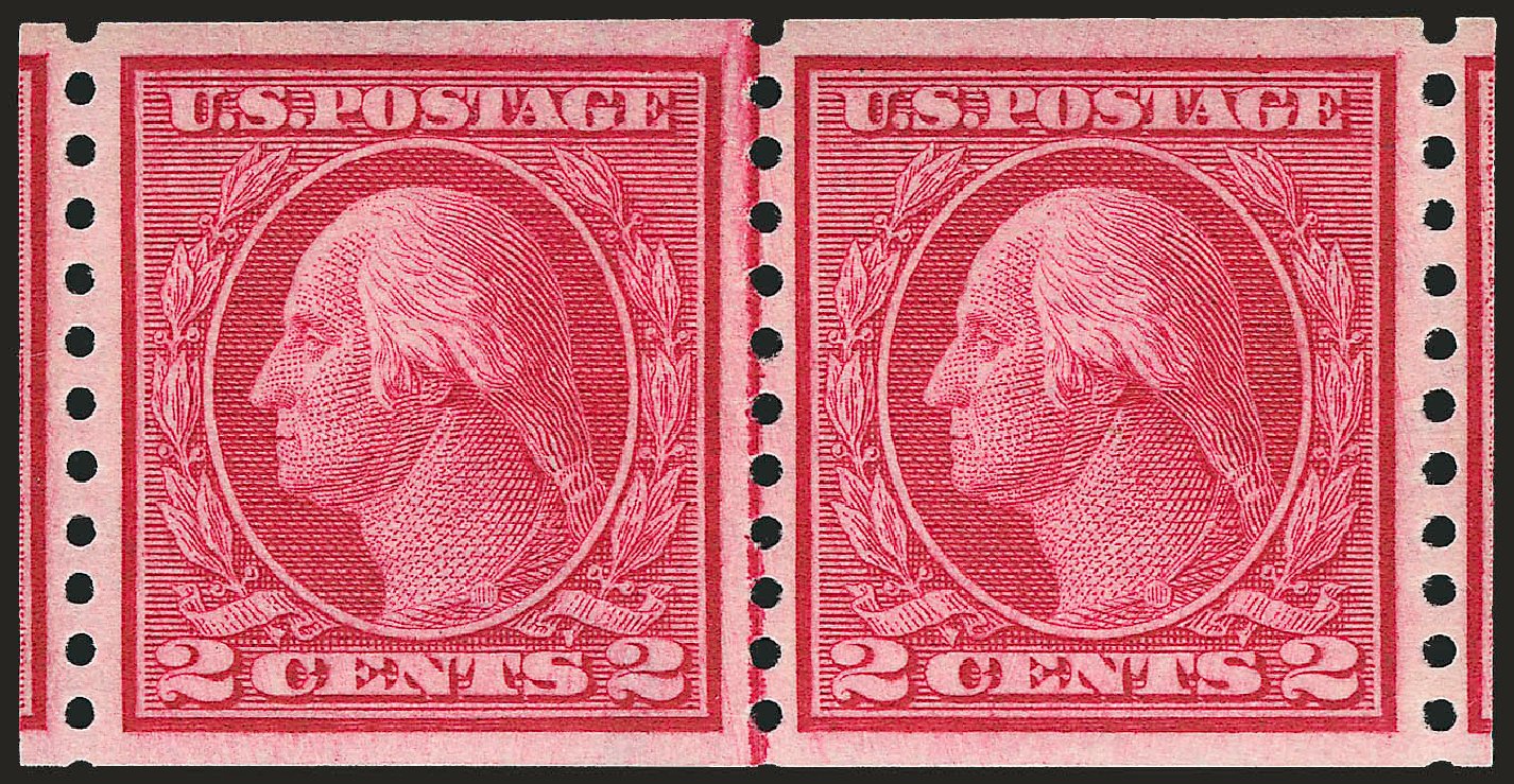 US Stamps Values Scott # 453: 1914 2c Washington Coil Perf 10 Vertically. Robert Siegel Auction Galleries, Sep 2009, Sale 968B, Lot 587