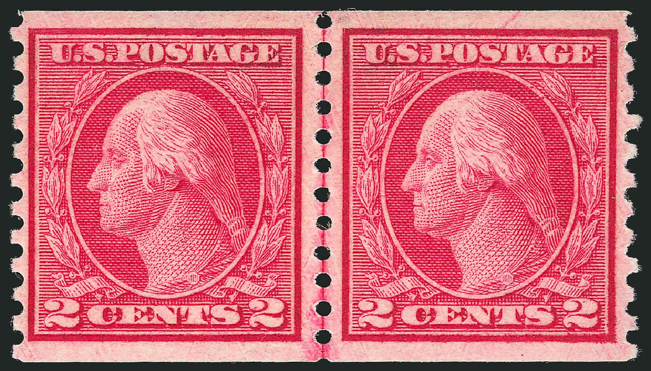 Value of US Stamp Scott Catalog # 453 - 1914 2c Washington Coil Perf 10 Vertically. Robert Siegel Auction Galleries, Oct 2011, Sale 1014, Lot 1938