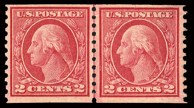 US Stamp Prices Scott Catalog 453 - 1914 2c Washington Coil Perf 10 Vertically. Cherrystone Auctions, Nov 2010, Sale 201011, Lot 169