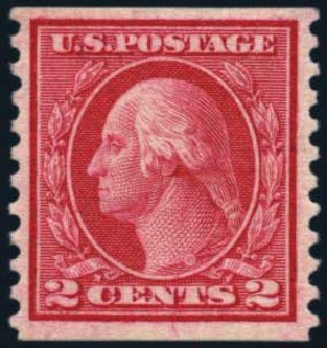 US Stamp Prices Scott #453: 2c 1914 Washington Coil Perf 10 Vertically. Harmer-Schau Auction Galleries, May 2013, Sale 97, Lot 389