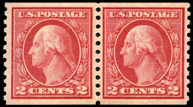 Costs of US Stamp Scott Cat. # 453 - 1914 2c Washington Coil Perf 10 Vertically. Matthew Bennett International, Jun 2008, Sale 328, Lot 971