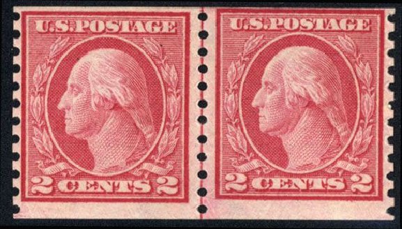Value of US Stamps Scott Catalog #453 - 2c 1914 Washington Coil Perf 10 Vertically. Cherrystone Auctions, Mar 2008, Sale 200803, Lot 271
