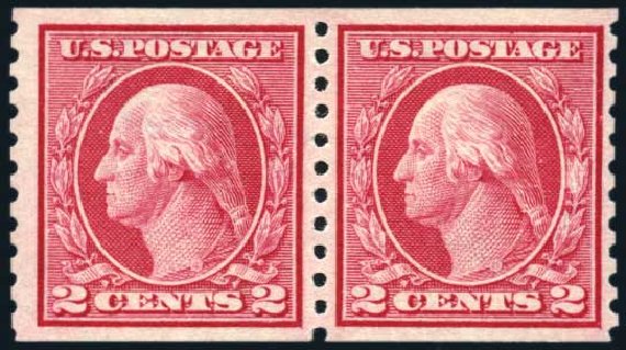 US Stamps Value Scott Catalog 453: 2c 1914 Washington Coil Perf 10 Vertically. Harmer-Schau Auction Galleries, Jun 2008, Sale 78, Lot 1571