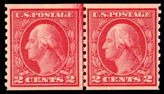 Value of US Stamps Scott Catalogue #453: 2c 1914 Washington Coil Perf 10 Vertically. Daniel Kelleher Auctions, Dec 2012, Sale 633, Lot 801