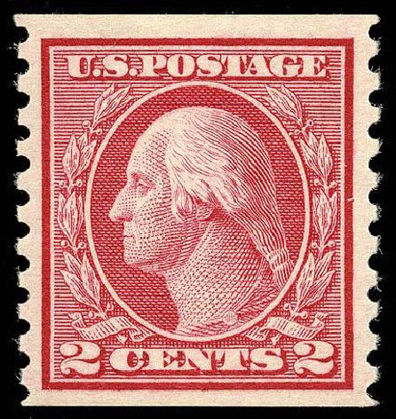 US Stamp Price Scott #453: 2c 1914 Washington Coil Perf 10 Vertically. Matthew Bennett International, Apr 2008, Sale 326, Lot 414