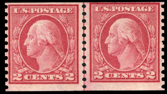 Value of US Stamp Scott Catalog #453: 1914 2c Washington Coil Perf 10 Vertically. Cherrystone Auctions, Mar 2010, Sale 201003, Lot 174