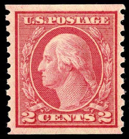 Costs of US Stamps Scott Catalogue 453 - 1914 2c Washington Coil Perf 10 Vertically. Matthew Bennett International, Apr 2008, Sale 326, Lot 415