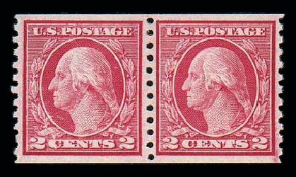 US Stamp Price Scott Catalog 453 - 1914 2c Washington Coil Perf 10 Vertically. Matthew Bennett International, Dec 2007, Sale 325, Lot 2092