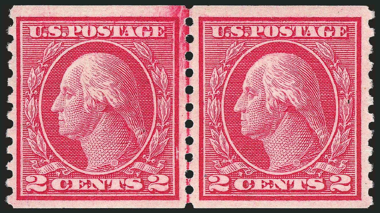 Values of US Stamp Scott 453 - 2c 1914 Washington Coil Perf 10 Vertically. Robert Siegel Auction Galleries, Dec 2009, Sale 982, Lot 5842
