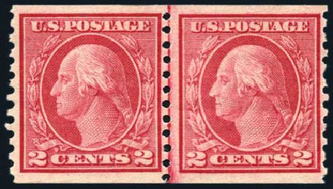 US Stamps Value Scott Catalog # 453 - 2c 1914 Washington Coil Perf 10 Vertically. Harmer-Schau Auction Galleries, Feb 2009, Sale 80, Lot 1323