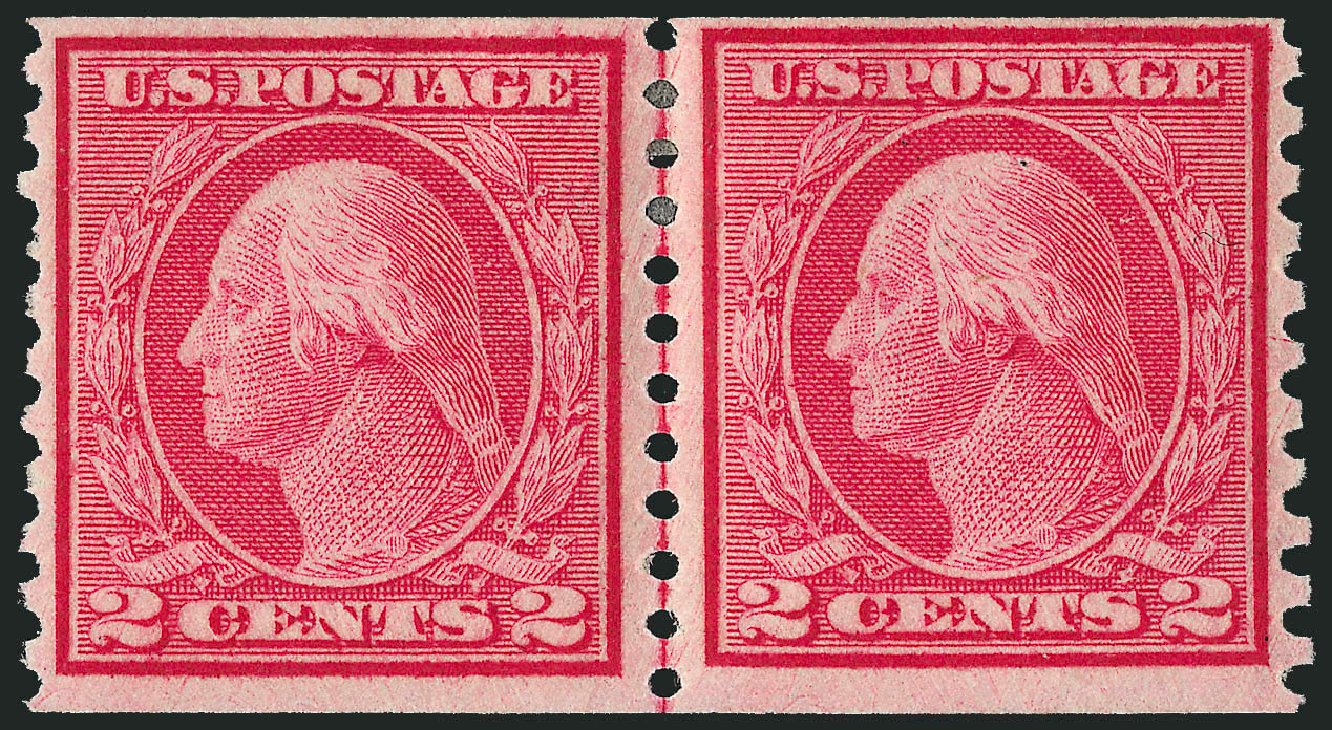 Values of US Stamp Scott Catalog 453 - 2c 1914 Washington Coil Perf 10 Vertically. Robert Siegel Auction Galleries, Sep 2009, Sale 976, Lot 2036