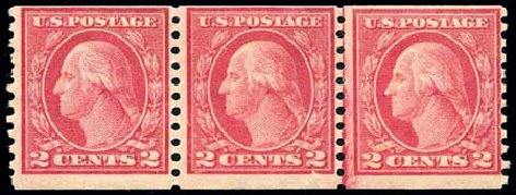 US Stamp Price Scott 454: 1915 2c Washington Coil Perf 10 Vertically. Harmer-Schau Auction Galleries, Feb 2010, Sale 84, Lot 1598