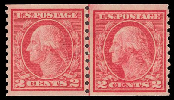 US Stamp Prices Scott Catalogue # 454: 1915 2c Washington Coil Perf 10 Vertically. Daniel Kelleher Auctions, Aug 2012, Sale 631, Lot 1218
