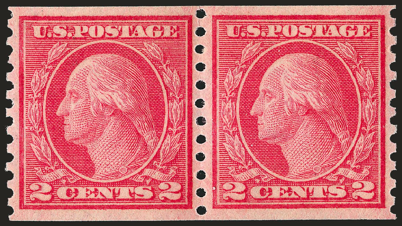 Values of US Stamps Scott # 454: 1915 2c Washington Coil Perf 10 Vertically. Robert Siegel Auction Galleries, Sep 2008, Sale 962, Lot 2738