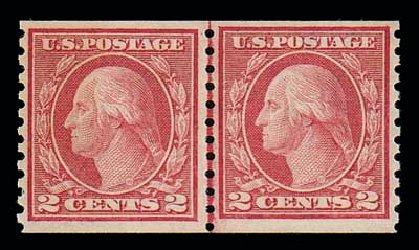 Value of US Stamps Scott Catalogue 454 - 1915 2c Washington Coil Perf 10 Vertically. Matthew Bennett International, Dec 2007, Sale 325, Lot 2100